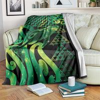Humpback Whale Matariki New Zealand Blanket NZ Maori Paikea Poutama Luxury Green