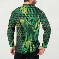 Humpback Whale Matariki New Zealand Button Sweatshirt NZ Maori Paikea Poutama Luxury Green