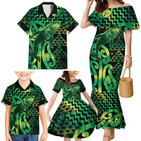 Humpback Whale Matariki New Zealand Family Matching Mermaid Dress and Hawaiian Shirt NZ Maori Paikea Poutama Luxury Green LT14 - Polynesian Pride