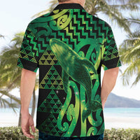 Humpback Whale Matariki New Zealand Hawaiian Shirt NZ Maori Paikea Poutama Luxury Green