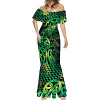 Humpback Whale Matariki New Zealand Mermaid Dress NZ Maori Paikea Poutama Luxury Green LT14 - Polynesian Pride