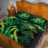 Humpback Whale Matariki New Zealand Quilt Bed Set NZ Maori Paikea Poutama Luxury Green