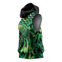 Humpback Whale Matariki New Zealand Sleeveless Hoodie NZ Maori Paikea Poutama Luxury Green LT14 - Polynesian Pride