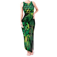 Humpback Whale Matariki New Zealand Tank Maxi Dress NZ Maori Paikea Poutama Luxury Green LT14 Women Green - Polynesian Pride