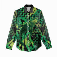Humpback Whale Matariki New Zealand Women Casual Shirt NZ Maori Paikea Poutama Luxury Green LT14 - Polynesian Pride