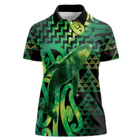 Humpback Whale Matariki New Zealand Women Polo Shirt NZ Maori Paikea Poutama Luxury Green LT14 Female Green - Polynesian Pride