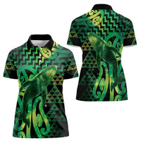 Humpback Whale Matariki New Zealand Women Polo Shirt NZ Maori Paikea Poutama Luxury Green LT14 - Polynesian Pride