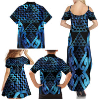 Taniko Motifs Matariki New Zealand Family Matching Summer Maxi Dress and Hawaiian Shirt NZ Niho Taniwha Poutama LT14 - Polynesian Pride