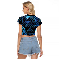 Taniko Motifs Matariki New Zealand Raglan Cropped T Shirt NZ Niho Taniwha Poutama