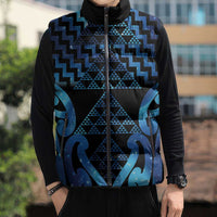 Taniko Motifs Matariki New Zealand Sleeveless Puffer Jacket NZ Niho Taniwha Poutama