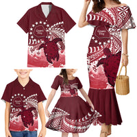 Cook Islands Mangaia Gospel Day Family Matching Mermaid Dress and Hawaiian Shirt Polynesian Art With Sea Turtle LT14 - Polynesian Pride