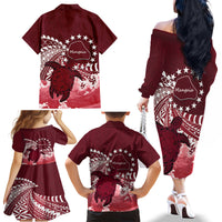 Cook Islands Mangaia Gospel Day Family Matching Off The Shoulder Long Sleeve Dress and Hawaiian Shirt Polynesian Art With Sea Turtle LT14 - Polynesian Pride