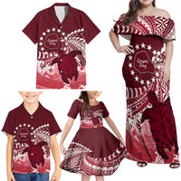 Cook Islands Mangaia Gospel Day Family Matching Off Shoulder Maxi Dress and Hawaiian Shirt Polynesian Art With Sea Turtle LT14 - Polynesian Pride