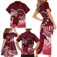 Cook Islands Mangaia Gospel Day Family Matching Short Sleeve Bodycon Dress and Hawaiian Shirt Polynesian Art With Sea Turtle LT14 - Polynesian Pride