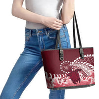 Cook Islands Mangaia Gospel Day Leather Tote Bag Polynesian Art With Sea Turtle