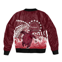 Cook Islands Mangaia Gospel Day Sleeve Zip Bomber Jacket Polynesian Art With Sea Turtle