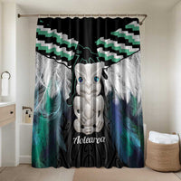 Aotearoa Korowai Motif Bathroom Set Hei Tiki Poutama Maori Pattern LT14 Shower Curtain Only Turquoise - Polynesian Pride