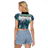 Aotearoa Korowai Motif Raglan Cropped T Shirt Hei Tiki Poutama Maori Pattern