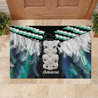 Aotearoa Korowai Motif Rubber Doormat Hei Tiki Poutama Maori Pattern