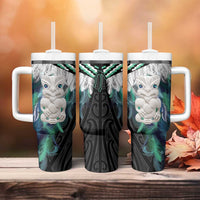 Aotearoa Korowai Motif Tumbler With Handle Hei Tiki Poutama Maori Pattern LT14 - Polynesian Pride
