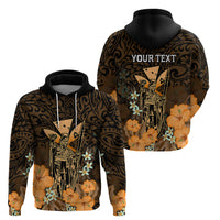 Custom King Kamehameha Day Hawaii Hoodie Polynesia Tribal Kanaka and Hibiscus Gold LT14 - Polynesian Pride