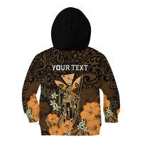 Personalised King Kamehameha Day Hawaii Kid Hoodie Polynesia Tribal Kanaka And Hibiscus Gold LT14 - Polynesian Pride