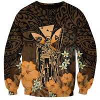 Personalised King Kamehameha Day Hawaii Sweatshirt Polynesia Tribal Kanaka And Hibiscus Gold LT14 Unisex Gold - Polynesian Pride