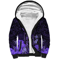 Personalised King Kamehameha Day Hawaii Sherpa Hoodie Polynesia Tribal Kanaka And Hibiscus Purple LT14 Unisex Purple - Polynesian Pride