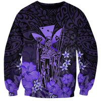 Personalised King Kamehameha Day Hawaii Sweatshirt Polynesia Tribal Kanaka And Hibiscus Purple LT14 Unisex Purple - Polynesian Pride