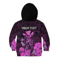 Personalised King Kamehameha Day Hawaii Kid Hoodie Polynesia Tribal Kanaka And Hibiscus Pink LT14 - Polynesian Pride