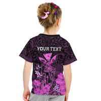Personalised King Kamehameha Day Hawaii Kid T Shirt Polynesia Tribal Kanaka And Hibiscus Pink LT14 - Polynesian Pride