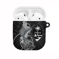 Guam Blue Marlin Fishing AirPods Case Guahan Fish Hook Tattoo Black Version