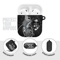 Guam Blue Marlin Fishing AirPods Case Guahan Fish Hook Tattoo Black Version