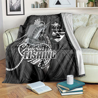 Guam Blue Marlin Fishing Blanket Guahan Fish Hook Tattoo Black Version