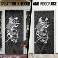 Guam Blue Marlin Fishing Door Cover Guahan Fish Hook Tattoo Black Version