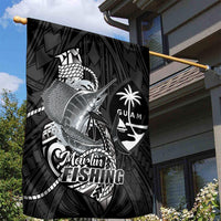 Guam Blue Marlin Fishing Garden Flag Guahan Fish Hook Tattoo Black Version
