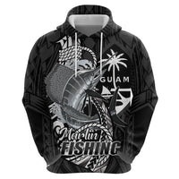 Guam Blue Marlin Fishing Hoodie Guahan Fish Hook Tattoo Black Version