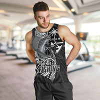 Guam Blue Marlin Fishing Men Tank Top Guahan Fish Hook Tattoo Black Version