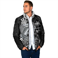 Guam Blue Marlin Fishing Padded Jacket Guahan Fish Hook Tattoo Black Version