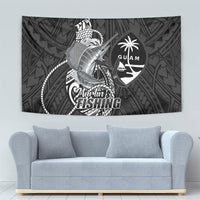 Guam Blue Marlin Fishing Tapestry Guahan Fish Hook Tattoo Black Version