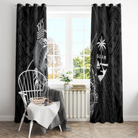 Guam Blue Marlin Fishing Window Curtain Guahan Fish Hook Tattoo Black Version