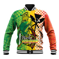Hawaii Blue Marlin Fishing Baseball Jacket Hawaiian Kanaka Kakau Reggae