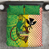 Hawaii Blue Marlin Fishing Bedding Set Hawaiian Kanaka Kakau Reggae