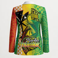 Hawaii Blue Marlin Fishing Blazer Hawaiian Kanaka Kakau Reggae