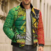 Hawaii Blue Marlin Fishing Bomber Puffer Jacket Hawaiian Kanaka Kakau Reggae