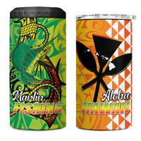Hawaii Blue Marlin Fishing 4 in 1 Can Cooler Tumbler Hawaiian Kanaka Kakau Reggae