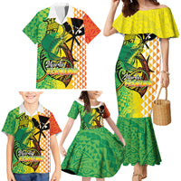 Hawaii Blue Marlin Fishing Family Matching Mermaid Dress and Hawaiian Shirt Hawaiian Kanaka Kakau Reggae LT14 - Polynesian Pride