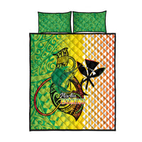 Hawaii Blue Marlin Fishing Quilt Bed Set Hawaiian Kanaka Kakau Reggae