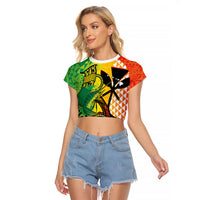 Hawaii Blue Marlin Fishing Raglan Cropped T Shirt Hawaiian Kanaka Kakau Reggae