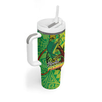 Hawaii Blue Marlin Fishing Tumbler With Handle Hawaiian Kanaka Kakau Reggae
